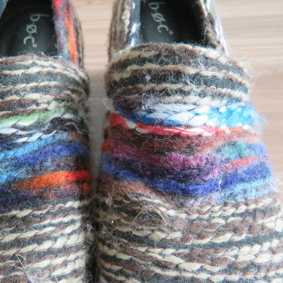 BOC BORN Rainbow Yarn Fabric Slip On Clog Shoes Boho Artsy Hippie - Size 6.5 - Picture 7 of 15
